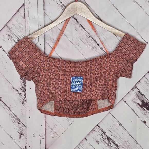 Free People Intimately Lucky Now Brami Off Shoulder Crop Top Vermilion Sz M - Picture 4 of 5